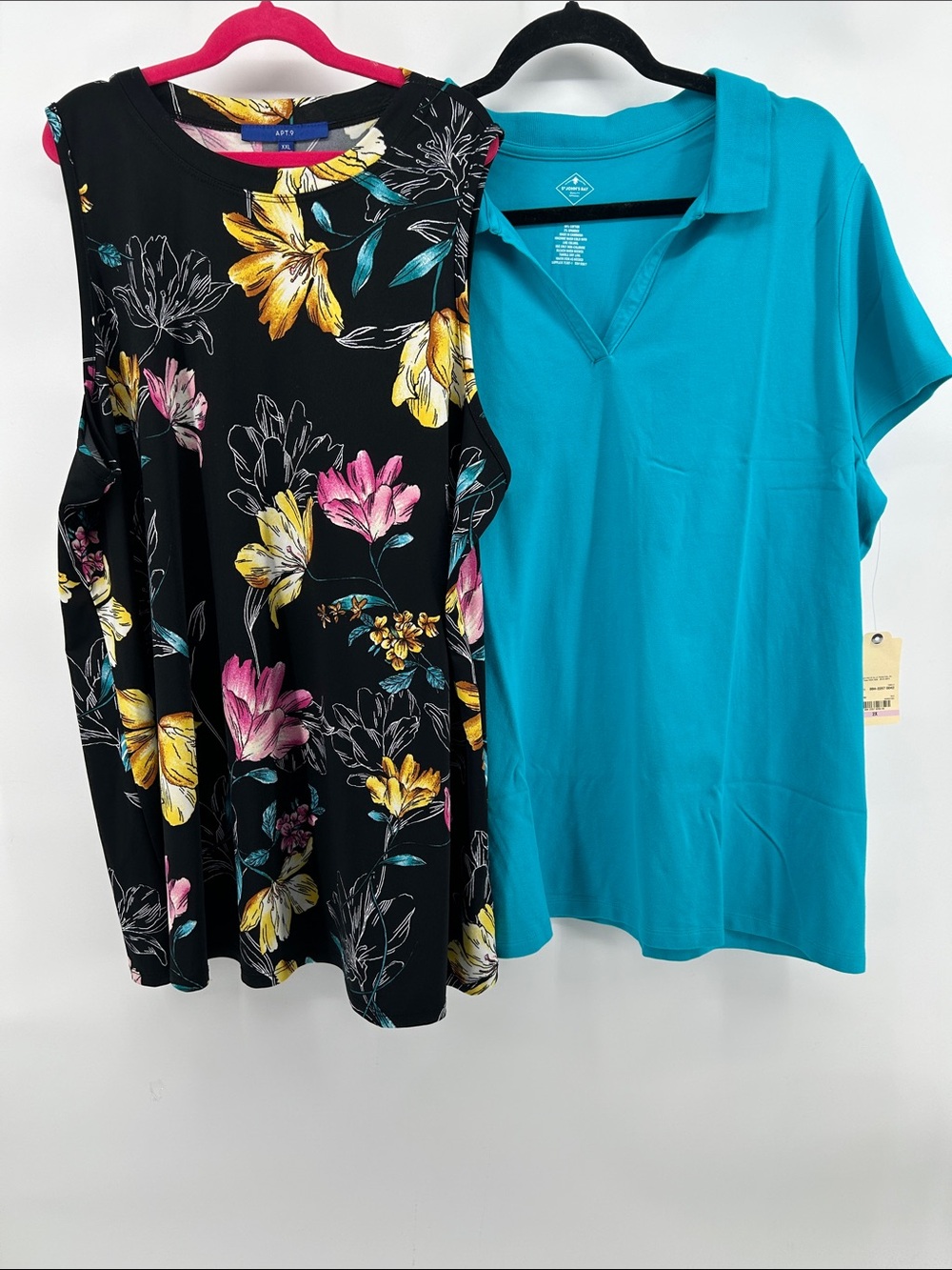 Apt. 9 Black Floral Tank & Blue Collared Shirt NWT Bundle Women's Size XXL